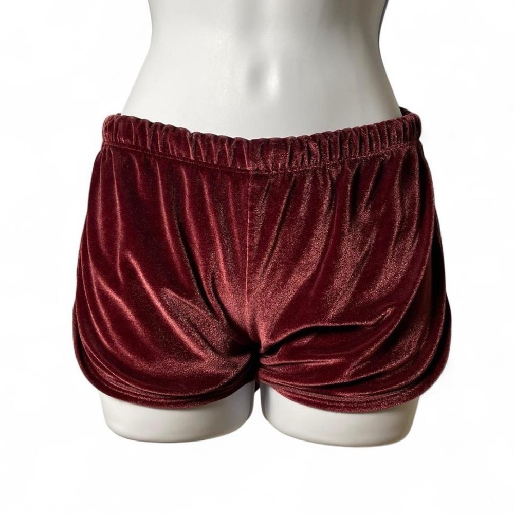 Brandy Melville Burgundy Velvet Mini Shorts